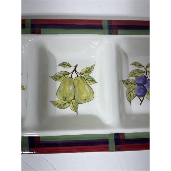 Vintage Strange Fruit Design Ceramic Serving Platter 19" X 7.5", 4 Compartments - Picture 6 of 16